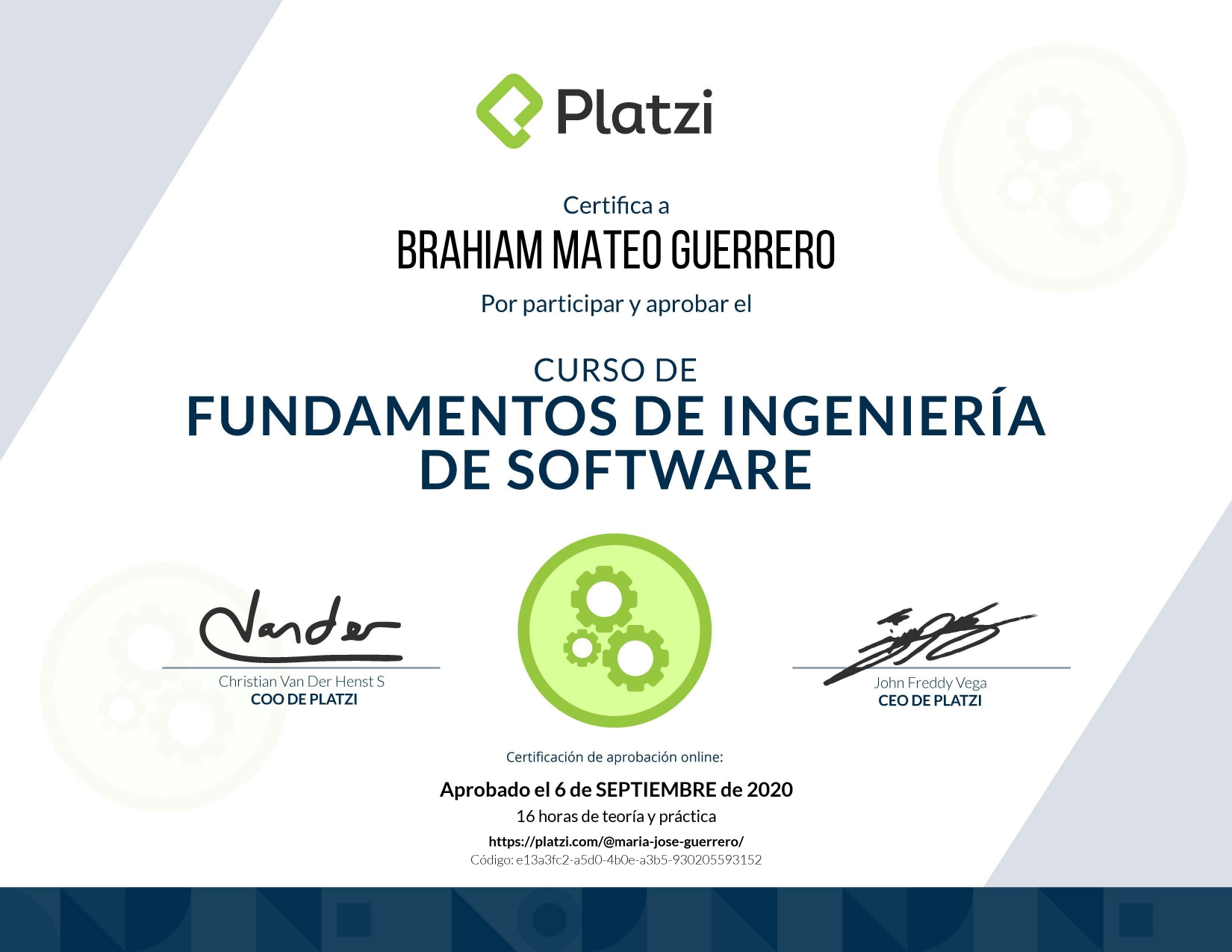 Certificado de Fundamentos de Ingeniería de Software